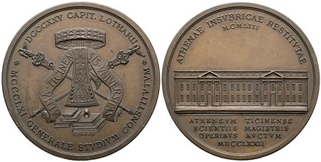 PAVIA. Medaglia 1953 per il 180° anniversario del Palazzo dell' Università di Pavia. AE.53mm SPL