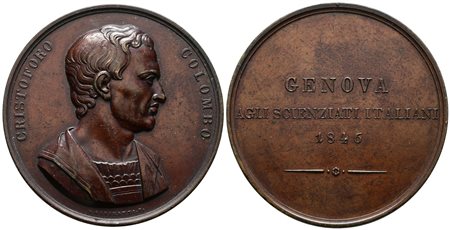 GENOVA. Medaglia per l'VIII congresso degli scienziati italiani 1846. Opus: Girometti. Ae; 56,8mm qFDC