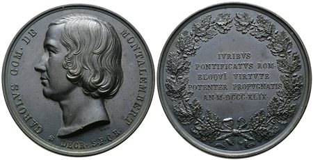 PERSONAGGI. CHARLES DE MONTALEMBERT. Medaglia 1849. Opus: N. Cerbara. Ae; 60mm FDC