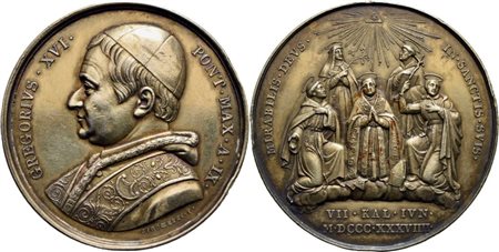 STATO PONTIFICIO. Gregorio XVI (1831-1846). Medaglia - A. IX - AG R Mont. 24 Colpetti - Tracce di antica doratura. SPL