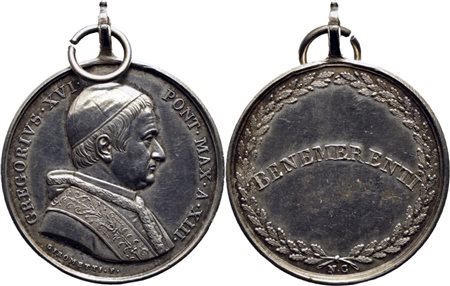 STATO PONTIFICIO. Gregorio XVI (1831-1846). Medaglia A. XIII Benemerenti Opus: Girometti Ø: 33 mm. - (AG g. 15,5) RRR. SPL-FDC