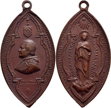 STATO PONTIFICIO. Pio IX (1846-1878). Medaglia 1854 Dogma Immacolata concezione (AE g. 11,6) mm. 26x45  FDC