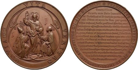 STATO PONTIFICIO. Pio IX (1846-1878). Medaglia - 1856 - Messaggio di Francesco Giuseppe  Ø: 61 mm (AE g. 101) R. qFDC