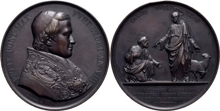 STATO PONTIFICIO. Pio IX (1846-1878). Medaglia A. VIII - Istituzione del Seminario Pio  Ø: 68 mm. (AE g. 165) RR . SPL-FDC