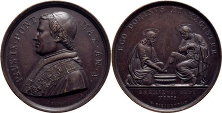 STATO PONTIFICIO. Pio IX (1846-1878). Medaglia A. X La lavanda dei piedi Ø: 32 mm. - AE. qFDC