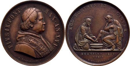STATO PONTIFICIO. Pio IX (1846-1878). Medaglia - A. XVI - Lavanda  Ø: 32 mm. - AE qSPL