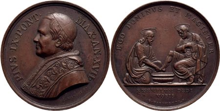 STATO PONTIFICIO. Pio IX (1846-1878). Medaglia - A. XVIII - La lavanda dei piedi Opus: Bianchi Ø: 32 mm. - AE. bello SPL