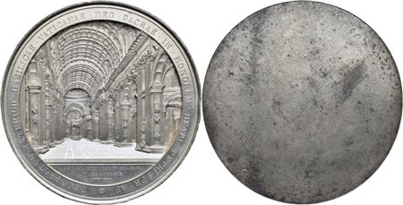STATO PONTIFICIO. Pio IX (1846-1878). Medaglia 1854 per la ricostruzione della basilica. 80 MM. - (MB G. 311) QFDC