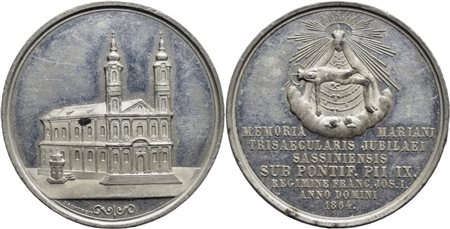 STATO PONTIFICIO. Pio IX (1846-1878). Medaglia 1864 A. XIX 300° Madonna di Sasvar  Ø: 41 mm. - (MB g. 24,1) R . qFDC