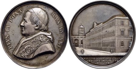 STATO PONTIFICIO. Pio IX (1846-1878). Medaglia annuale A. XXI AG Mont. 53 Ex Finarte 1976. FDC