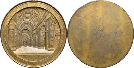 STATO PONTIFICIO. Pio IX (1846-1878). Medaglia 1869 Interno Basilica S. Pietro  Ø: 80 mm (AE dorato g. 329) SPL