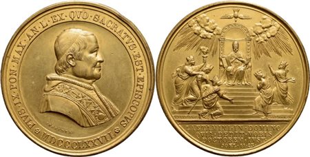 STATO PONTIFICIO. Pio IX (1846-1878). Medaglia 1877 Giubileo episcopale Ø: 60 mm. AE dorato g. 103) qFDC