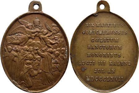 STATO PONTIFICIO. Pio IX (1846-1878). Medaglia - 1867 - Canonizzazione dei Martiri Greci Ø: 35 mm. - (AE g. 11,58) NC Bart. XXII-8. SPL/qSPL