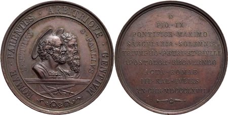 STATO PONTIFICIO. Pio IX (1846-1878). Medaglia 1867 Martirio Pietro e Paolo Opus: Voigt Ø: 48 mm. (AE g. 49) Bart. XXII-3. qFDC