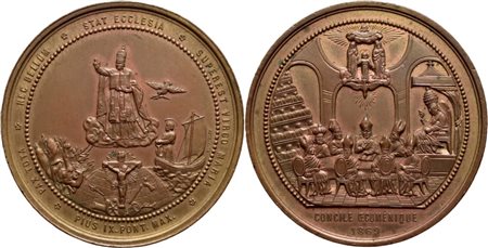 STATO PONTIFICIO. Pio IX (1846-1878). Medaglia 1869 Concilio Ecumenico - Benedizione Apostolica Ø: 50 mm. (AE g. 49) FDC