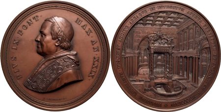 STATO PONTIFICIO. Pio IX (1846-1878). Medaglia 1874 A. XXIX Confessione in S. Maria Maggiore Ø: 80 mm. - (AE g. 280) R. FDC