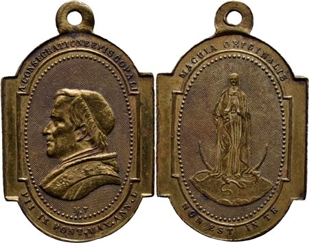STATO PONTIFICIO. Pio IX (1846-1878). Medaglia - 1877 - Giubileo Episcopale Macula Originalis - (AE g. 4,74) Bart. XXXI-27 var mm. 23x31. SPL