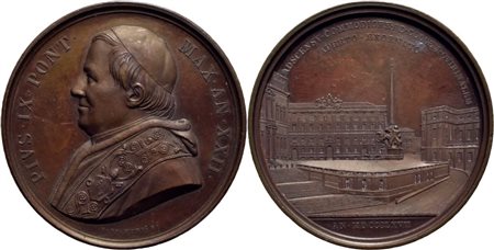 STATO PONTIFICIO. Pio IX (1846-1878). Medaglia - A. XXII - AE Mont. 86 Ex Nascia 1977. FDC