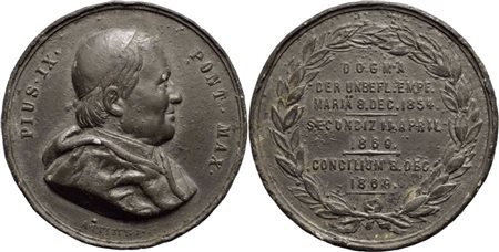 STATO PONTIFICIO. Pio IX (1846-1878). Medaglia 1869 Concilio Ecumenico - Dogma Immacolata  Ø: 52 mm. - (PE g. 76) R . BB+