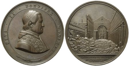 STATO PONTIFICIO. Pio IX (1846-1878). Medaglia ricostruzione della Basilica di San Paolo; Ae; 63,66gr; 50,5mm. qFDC