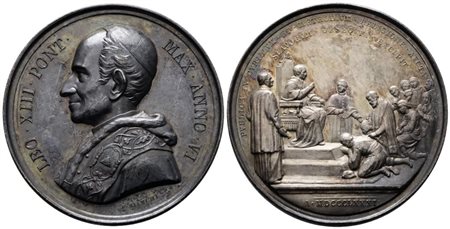 ROMA. Leone XIII (1878-1903). Medaglia 1883 A. VI omaggio dei pellegrini slavi al pontefice. ; Ag; 35,8gr; 43,9mm. . FDC