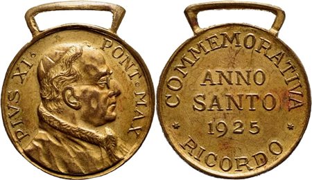 VATICANO. Pio XI (1922-1939) - Medaglia - 1925 - Ricordo Anno Santo Ø: 25 mm. - AE dorato. FDC