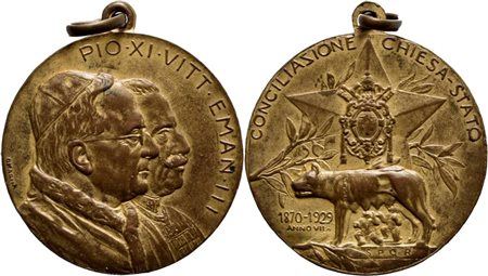 VATICANO. Pio XI (1922-1939) - Medaglia - 1929 A. VII - Concordato Ø: 25 mm. - AE dorato RRR . qFDC