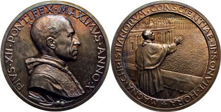 VATICANO. Pio XII (1939-1958) - Medaglia - A. X - AG RR Mont. 30 Stupenda patina. FDC