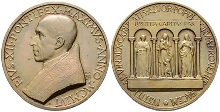 VATICANO. Pio XII (1939-1958). Medaglia straordinaria 1956 80° Compleanno del pontefice. Ae. g. 36,04. 43,98mm. qFDC