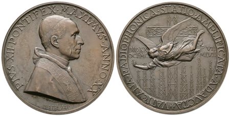 VATICANO. Pio XII (1939-1958). Medaglia Anno XX "Radio Santa Maria di Galeria". Opus Mistruzzi. Ae (37,26 g). Bart. E958. SPL