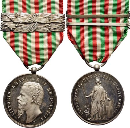 SAVOIA - V.Emanuele II Re d'Italia Medaglia 1865 Guerre d' Indipendenza e Unità. 32mm. Ag R. Bramb. 298.. FDC