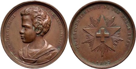 SAVOIA - V. Emanuele III - Medaglia1879 - Al Principe di Napoli i fermani Ø: 34 mm. - (AE g. 20,35) R. SPL+