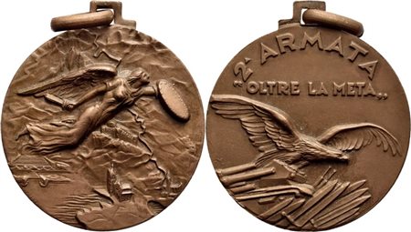 FASCISTE - Medaglia - 2^ Armata - Oltre la meta Opus: Affer Ø: 35 mm. - (AE g. 15,7) Cas. XIX/53. FDC