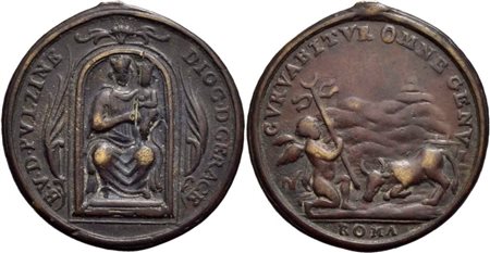 RELIGIOSE - Medaglia - 1843 - B. Vergine della Montagna a Gerace Ø: 30 mm. - (AE g. 9,2) R Appiccagnolo rimosso. BB