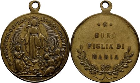 RELIGIOSE - Medaglia - 1865 - Figlie di Maria Opus: Olivieri Ø: 35 mm. - (AE g. 15,55) Bart. XX-16. BB+