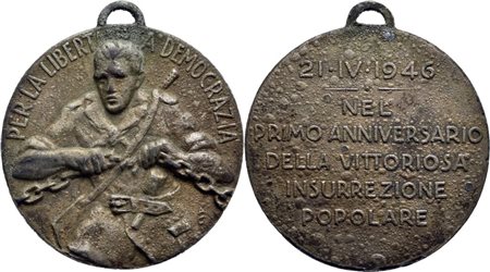 REPUBBLICA - Medaglia - 1946 - 1° Anniversario della Liberazione Ø: 33 mm. - (MI g. 14) R. BB+