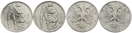 ALBANIA. Lotto di 2 monete da 1/2 lek 1926. Ni; KM 4; Conservazioni varie.