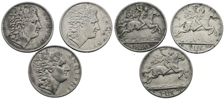 ALBANIA. Zog I (1928-1939). Lotto di 3 monete da 1 lek. Ni. Date e conservazioni varie.
