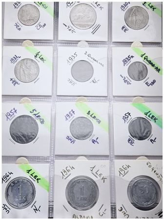 ALBANIA. Lotto di 12 monete. Metalli, nominali, date e conservazioni varie.