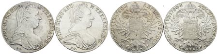 AUSTRIA. VIENNA. Lotto di 2 moneta da 1 tallero di Maria Teresa d'Austria 1780, XX secolo..Ag; Q.FDC