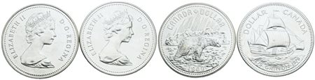 CANADA. Elisabetta II (1952-2022). Lotto di 2 monete da 1 dollaro 1979, 1980. Ag; FDC