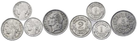 FRANCIA. IV Repubblica. 5 franchi 1949, 2 franchi 1945, 1 franco 1943, 1947. Lotto di 4 esemplari.