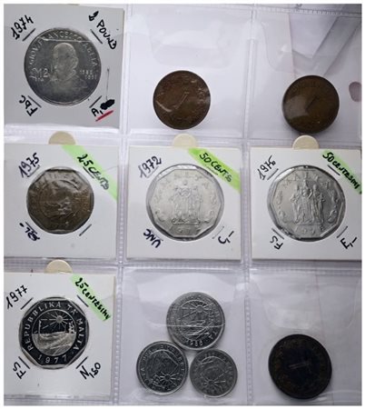 MALTA.  Lotto di 11 monete. Metalli, nominali, date e conservazioni varie.