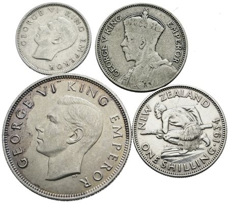 NUOVA ZELANDA. Lotto di 4 monete. Ag; Nominali, date e conservazioni varie.