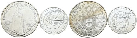 PORTOGALLO. Lotto di 2 monete da 1000 escudos 1996, 500 escudos 2001. Ag; FDC
