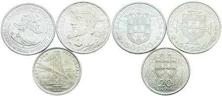 PORTOGALLO. Interessante lotto di 3 monete 20 escudos 1966, 50 escudos 1968, 1969. Ag; FDC 