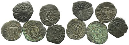 MESSINA. REGNO DI SICILIA. Alfonso d'Aragona (1416-1458). Interessante lotto di 5 denari. Cu.Mir 227. Conservazioni varie