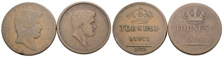 NAPOLI. REGNO DELLE DUE SICILIE. Ferdinando II di Borbone (1830-1859). Lotto di 2 monete da 10 tornesi 1833, 1840. Cu; Conservazioni varie.