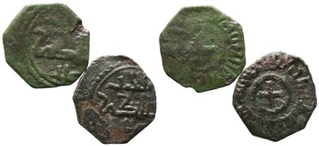 PALERMO. REGNO DI SICILIA. Ruggero II (1105-1154). Lotto di n. 2 follari (mezzi follari). Cu. Spahr 80. Mir 30. CONSERVAZIONI VARIE 