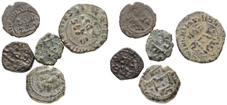 SICILIA. LOTTO MULTIPLO DI N.5 MONETE NORMANNE. SICILIA (4) SALERNO (1); Conservazioni varie.